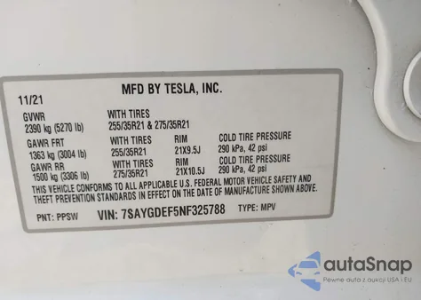 2022 Tesla Model Y Performance Dual Motor All-Wheel Drive из США, поврежденный, VIN 7SAYGDEF5NF325788